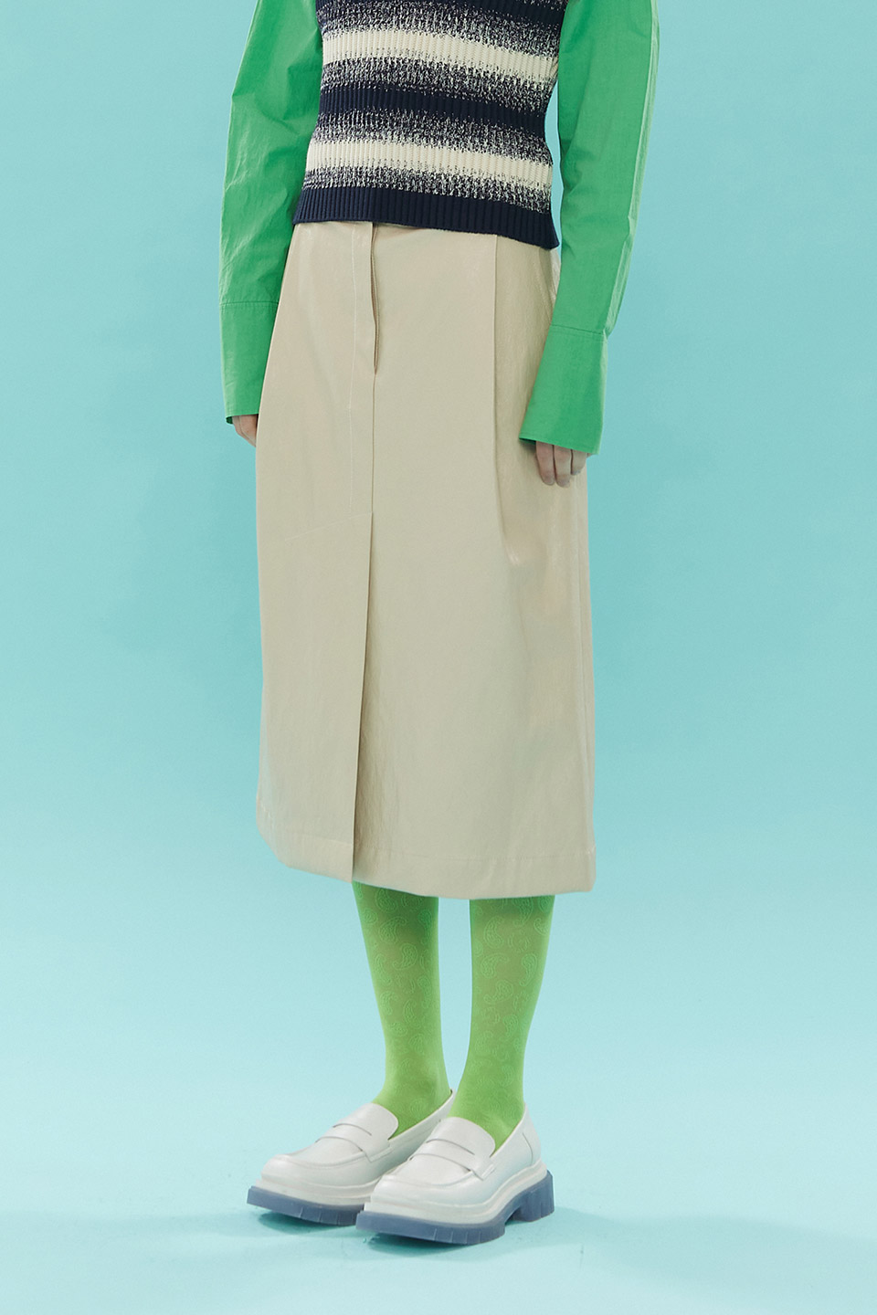 [Outlet] Eco Leather Skirt_LIGHT BEIGE