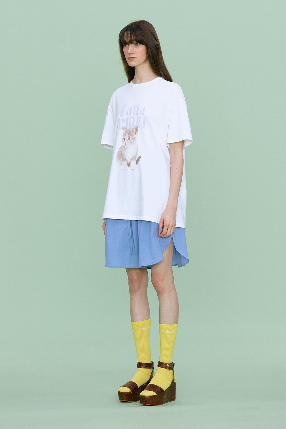 [Outlet] Cat T-shirt_WHITE